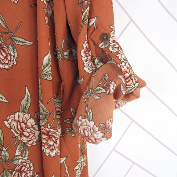 F21 Vintage Floral Rust Tunic Top Plus Size 2X - Picture 3 of 8